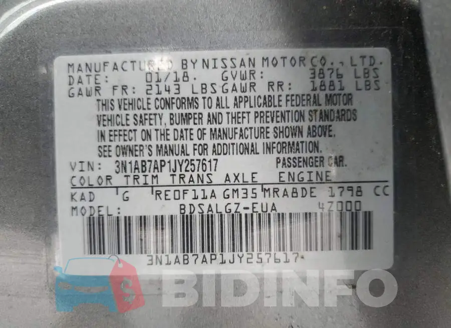 3N1AB7AP1JY257617 Photo# 13