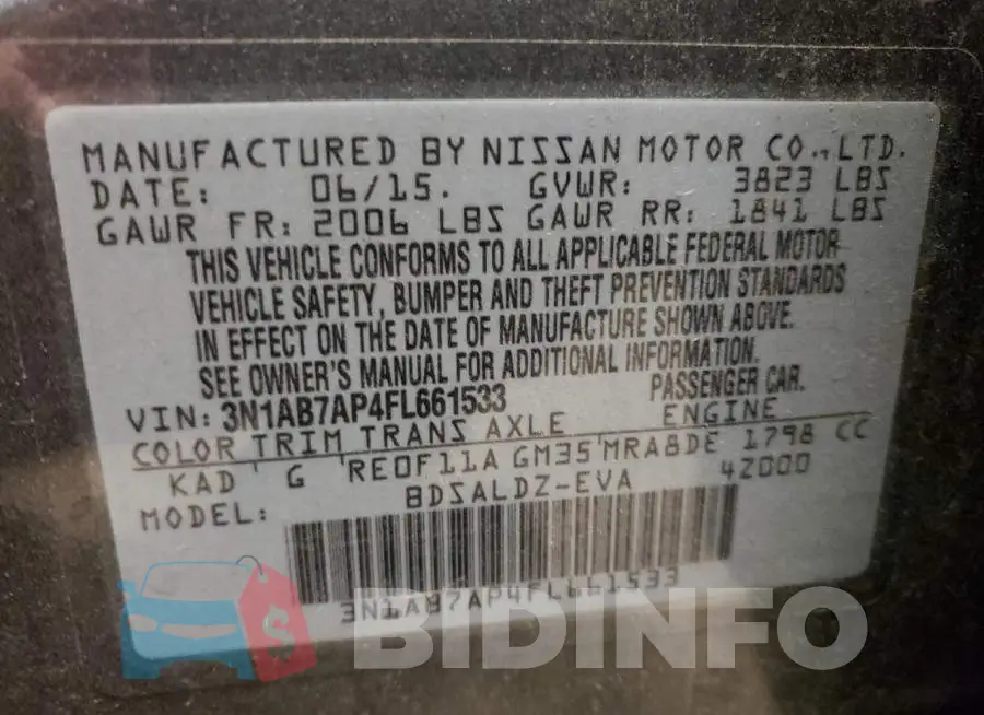 3N1AB7AP4FL661533 Photo# 13