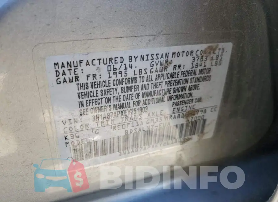 3N1AB7APXEY261803 Photo# 12
