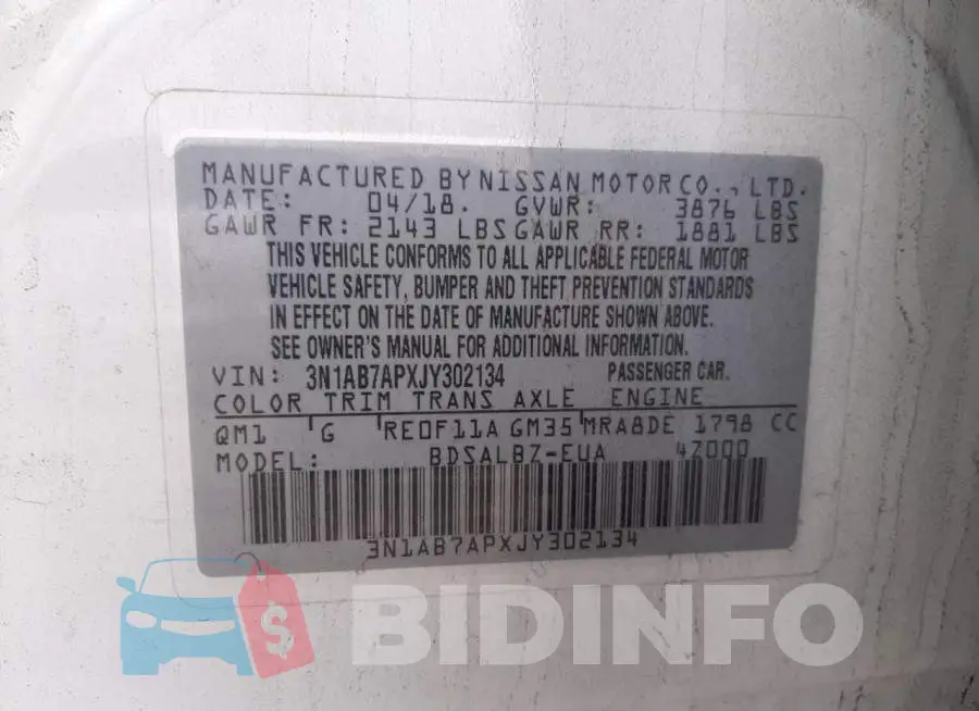 3N1AB7APXJY302134 Photo# 12