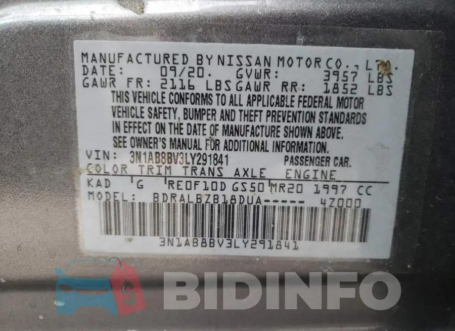 3N1AB8BV3LY291841 Photo# 12