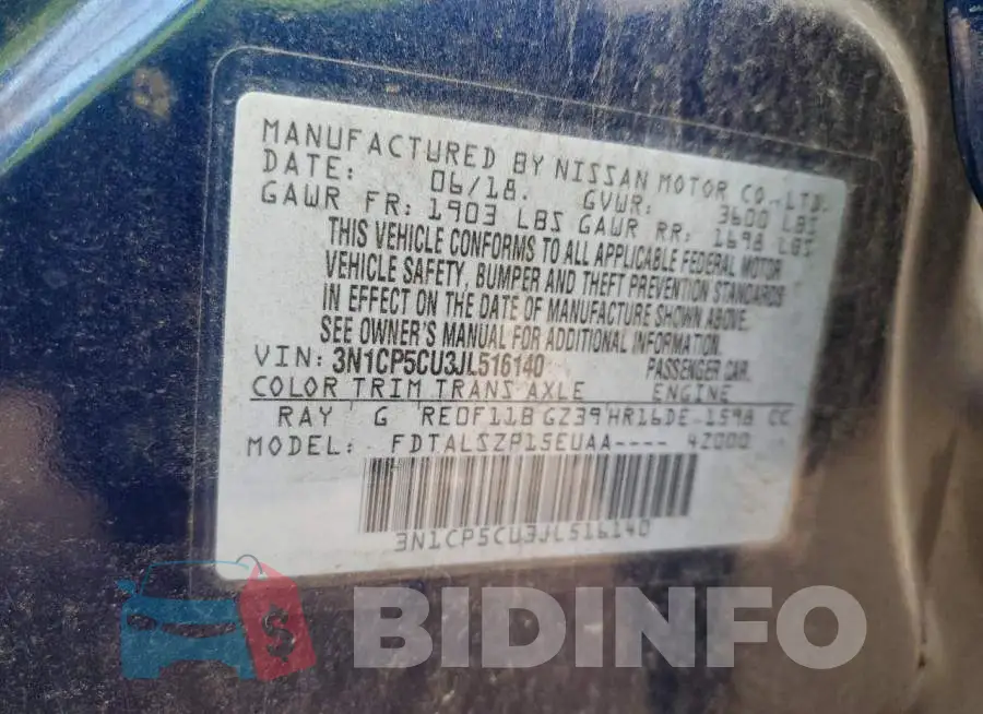 3N1CP5CU3JL516140 Photo# 13