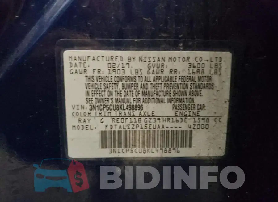 3N1CP5CU8KL498896 Photo# 13