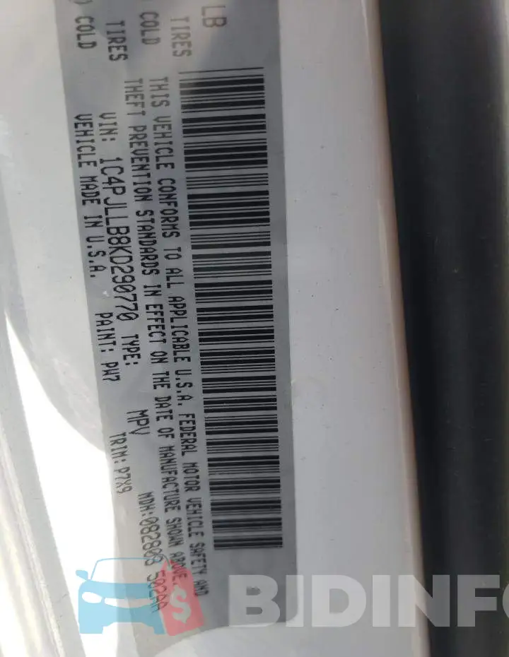 1C4PJLLB8KD290770 Photo# 10