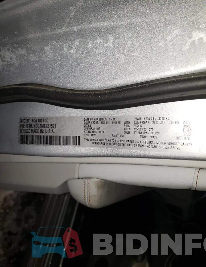 1C4RJKDG8M8121521 Photo# 13