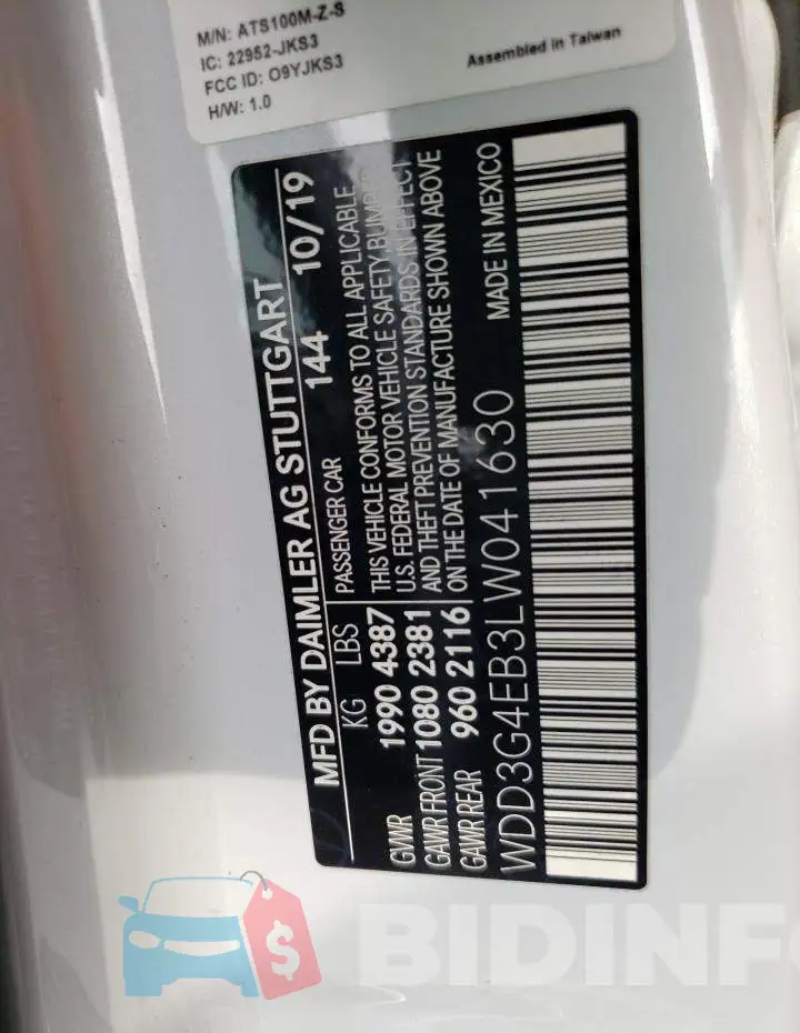 WDD3G4EB3LW041630 Photo# 12