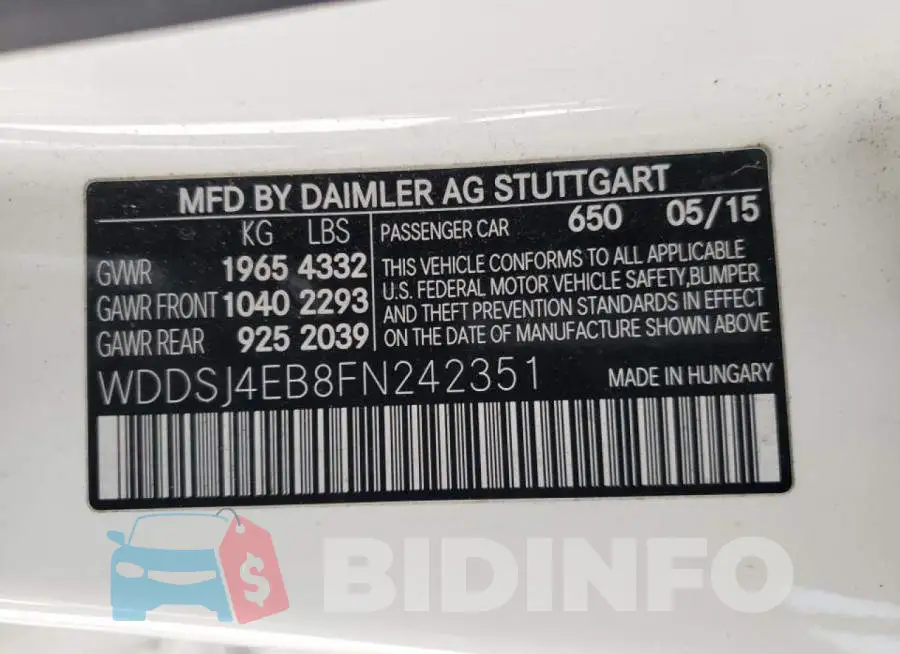 WDDSJ4EB8FN242351 Photo# 13