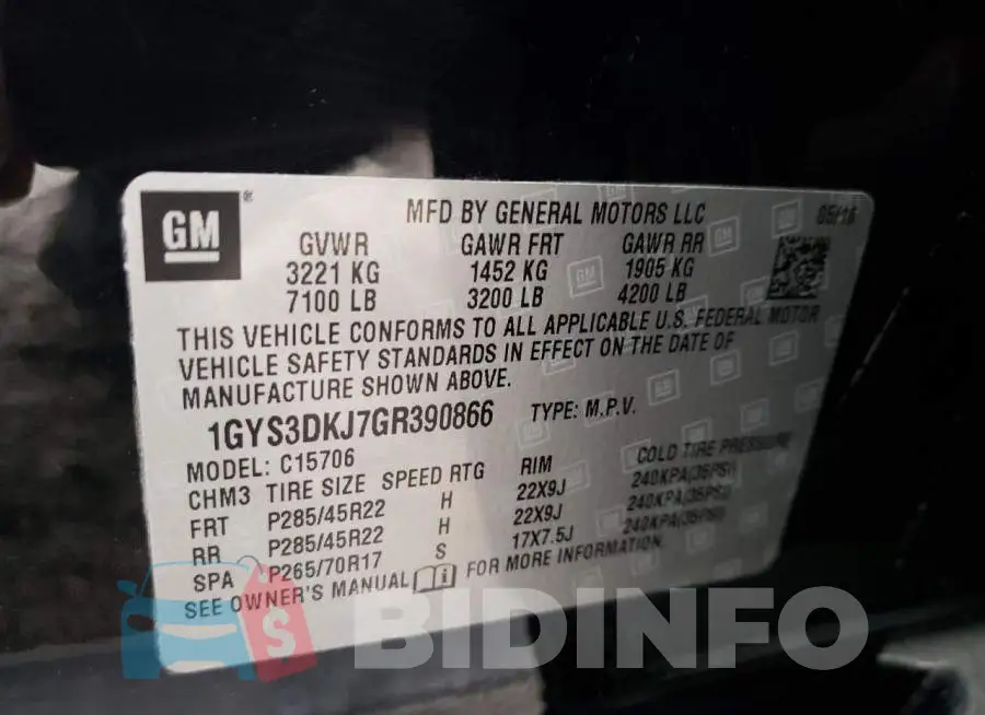 1GYS3DKJ7GR390866 Photo# 13