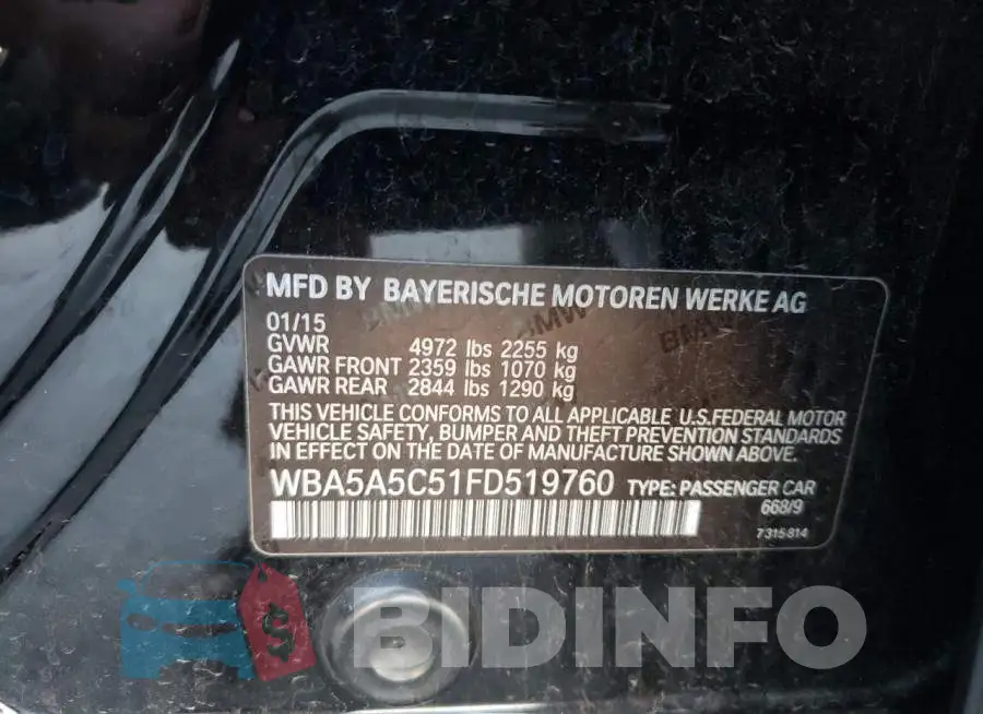 WBA5A5C51FD519760 Photo# 12
