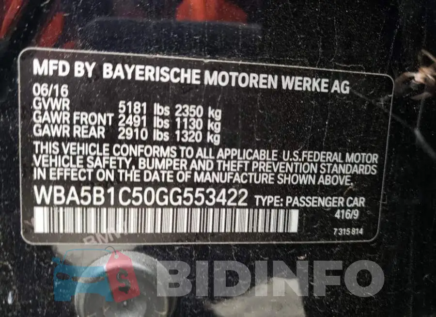 WBA5B1C50GG553422 Photo# 13