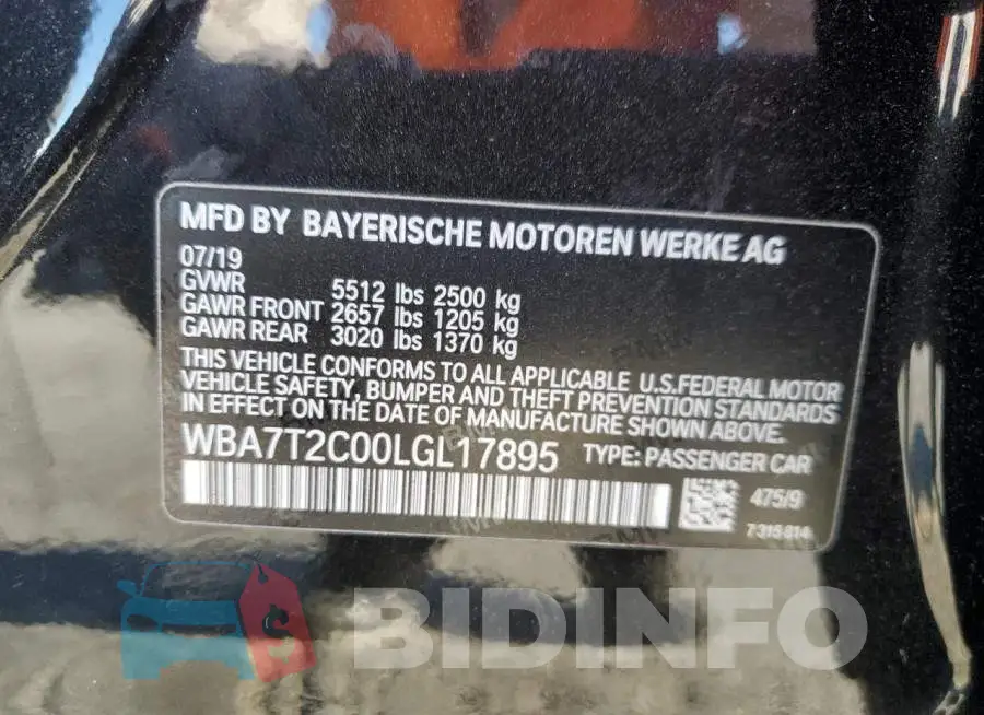 WBA7T2C00LGL17895 Photo# 13