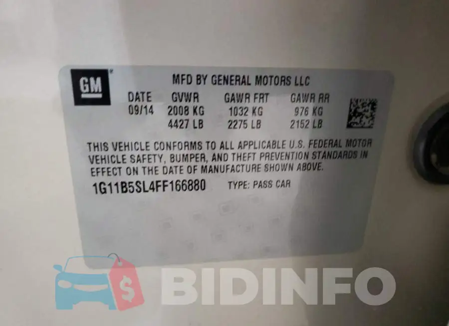 1G11B5SL4FF166880 Photo# 10