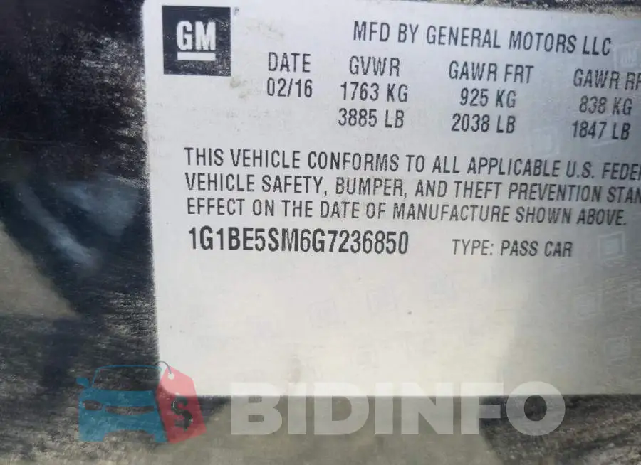 1G1BE5SM6G7236850 Photo# 10