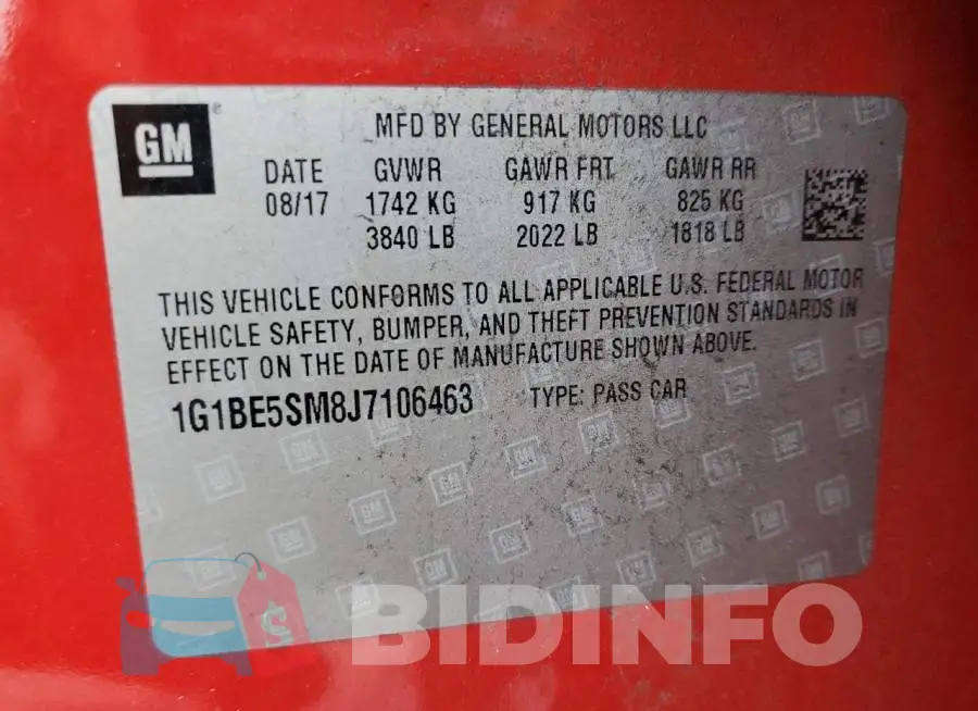 1G1BE5SM8J7106463 Photo# 12
