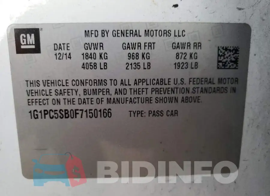 1G1PC5SB0F7150166 Photo# 12
