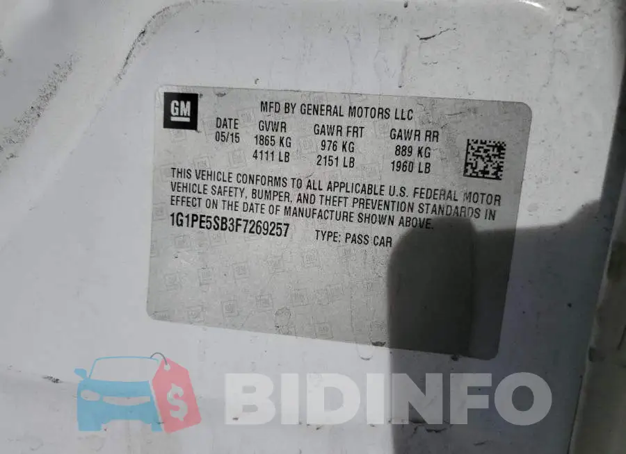 1G1PE5SB3F7269257 Photo# 12