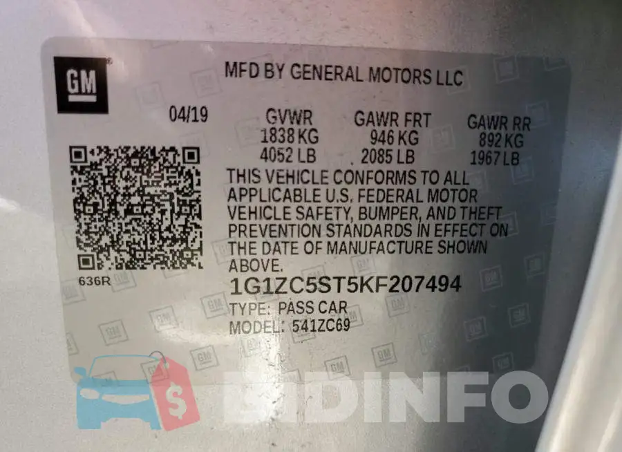 1G1ZC5ST5KF207494 Photo# 13