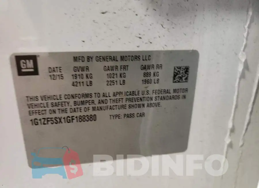 1G1ZF5SX1GF188380 Photo# 12