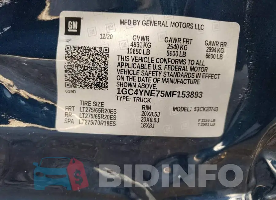 1GC4YNE75MF153893 Photo# 12