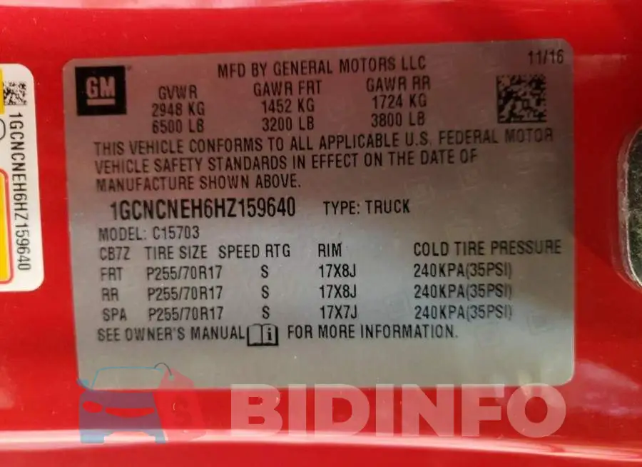 1GCNCNEH6HZ159640 Photo# 12