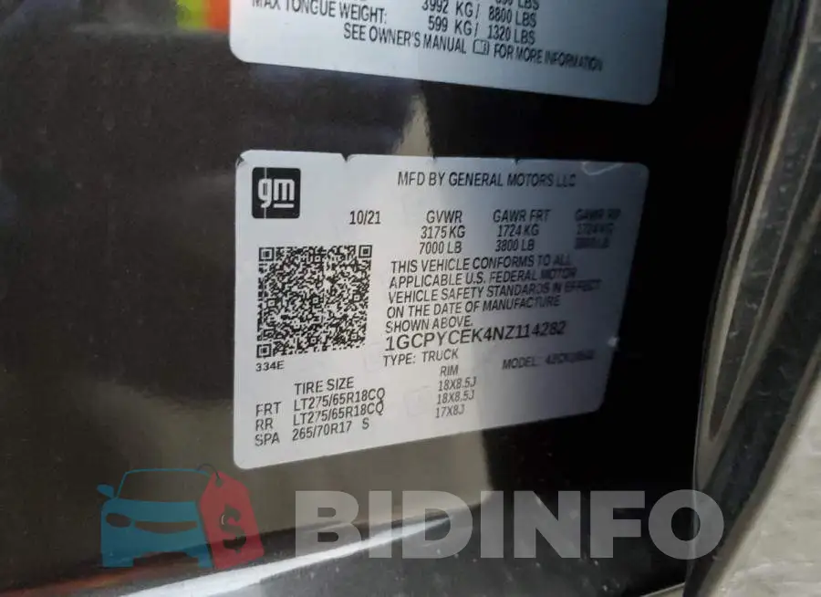 1GCPYCEK4NZ114282 Photo# 12