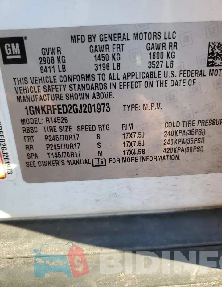 1GNKRFED2GJ201973 Photo# 13