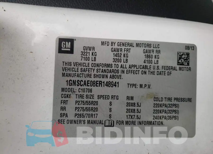 1GNSCAE08ER148941 Photo# 13