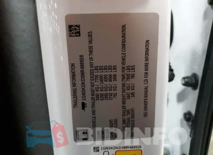 1GNSKDKD3MR488928 Photo# 13