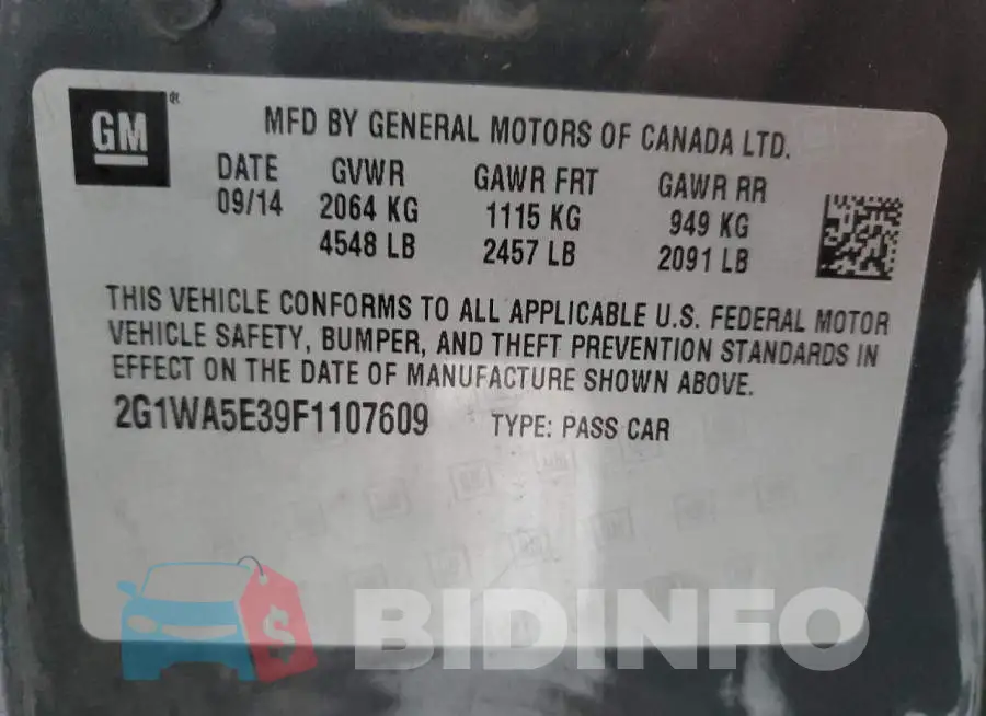 2G1WA5E39F1107609 Photo# 12