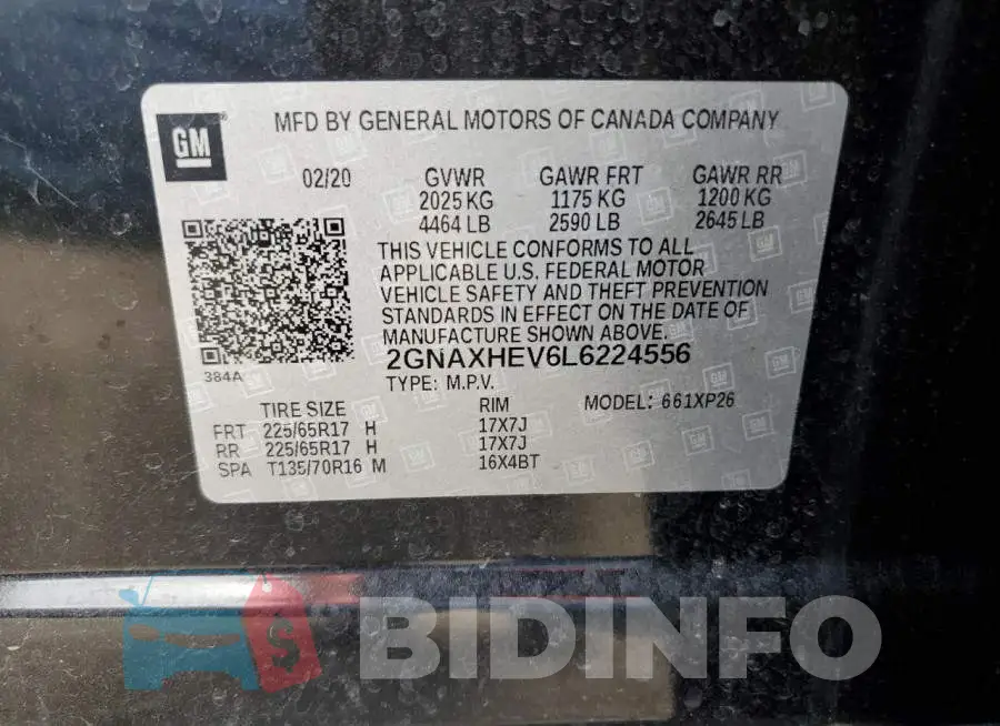 2GNAXHEV6L6224556 Photo# 13