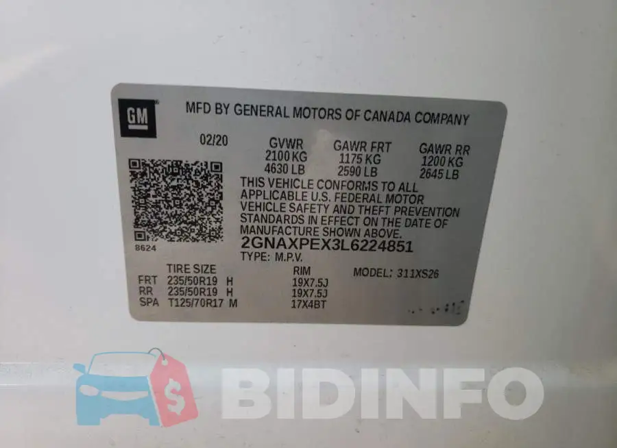 2GNAXPEX3L6224851 Photo# 12