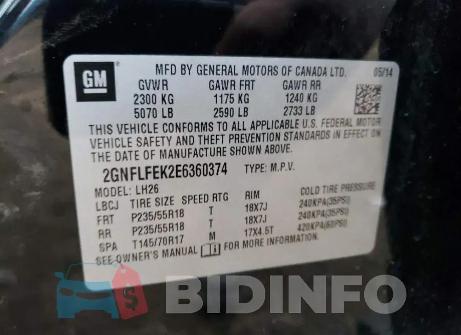 2GNFLFEK2E6360374 Photo# 13