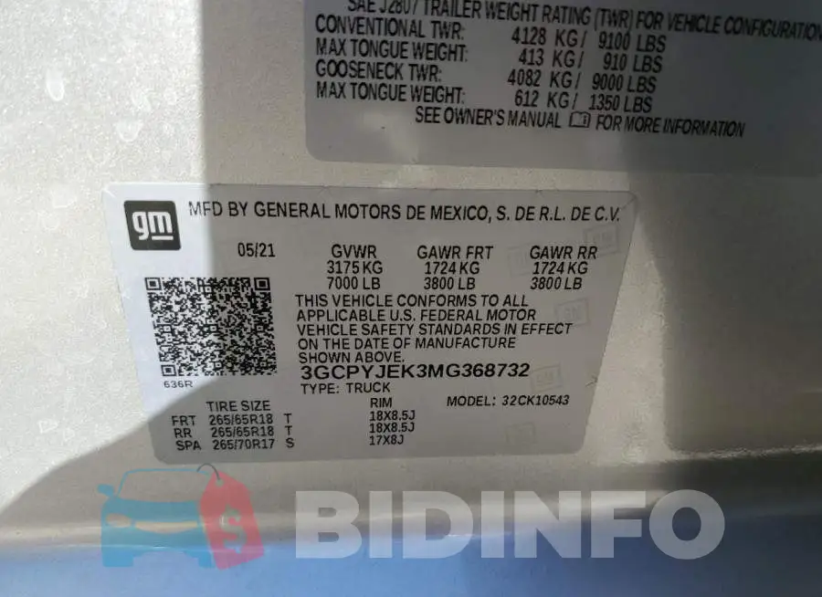 3GCPYJEK3MG368732 Photo# 10