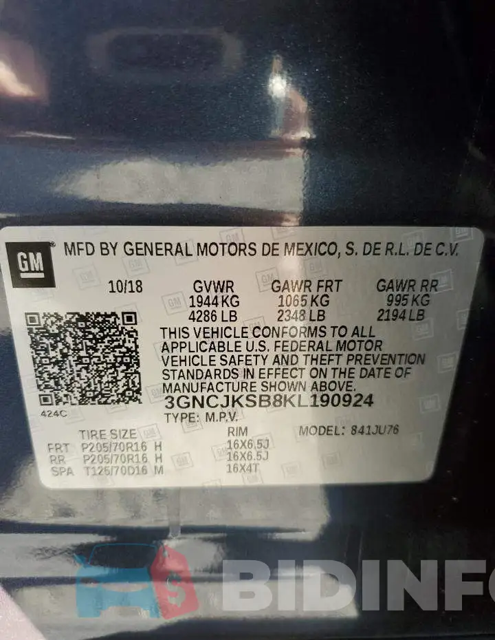 3GNCJKSB8KL190924 Photo# 14