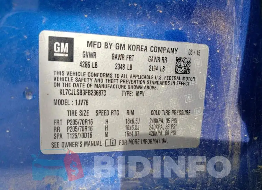 KL7CJLSB3FB236873 Photo# 13