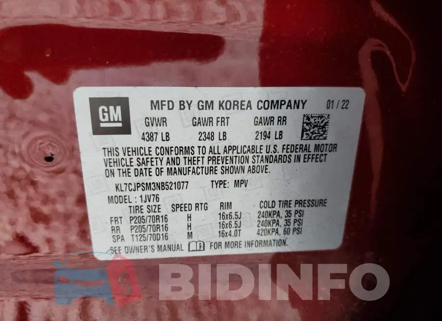 KL7CJPSM3NB521077 Photo# 13