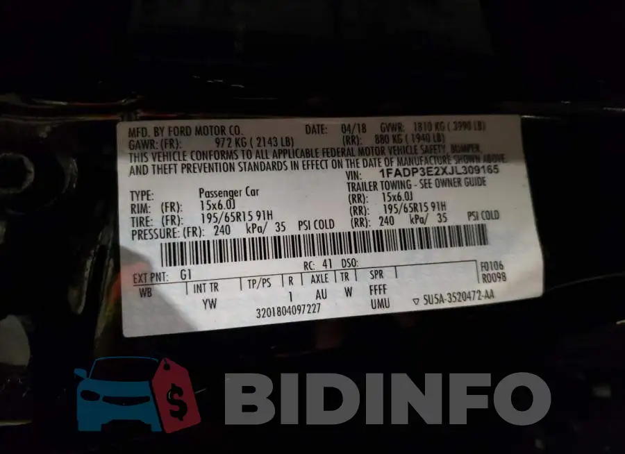 1FADP3E2XJL309165 Photo# 12