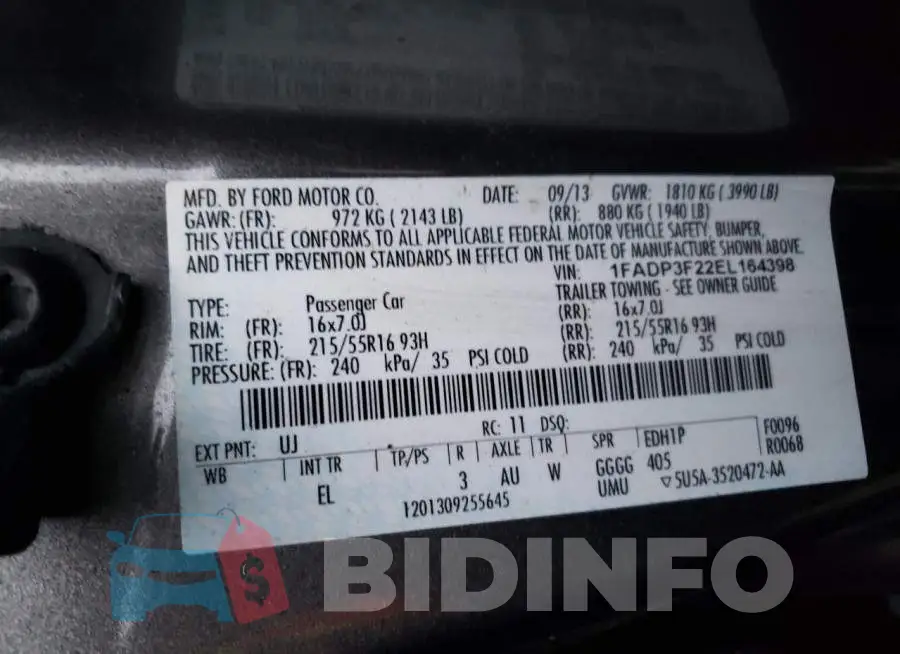 1FADP3F22EL164398 Photo# 12