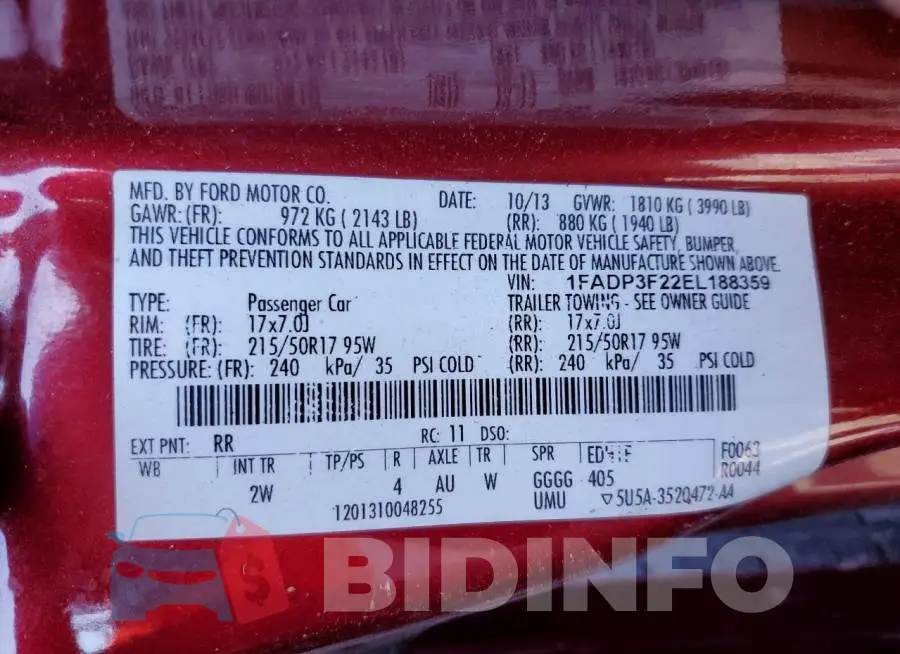 1FADP3F22EL188359 Photo# 13