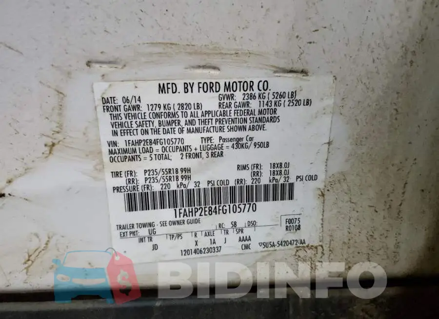 1FAHP2E84FG105770 Photo# 12