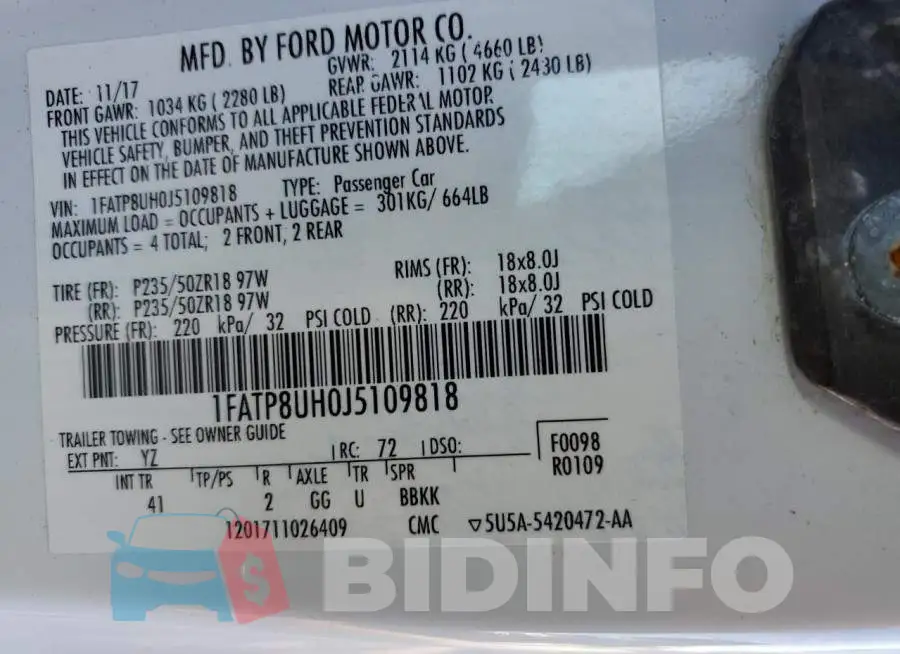 1FATP8UH0J5109818 Photo# 12