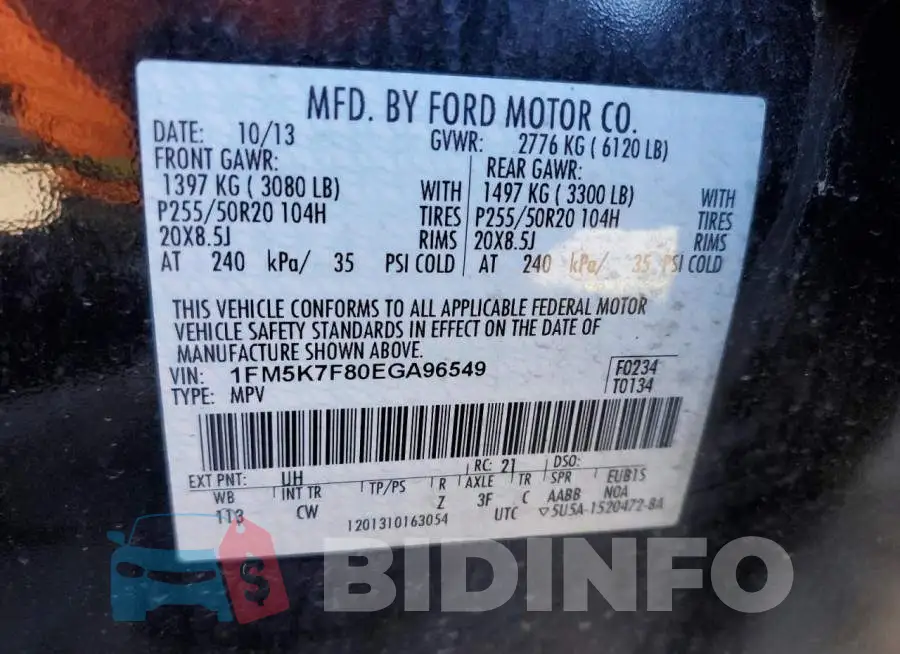 1FM5K7F80EGA96549 Photo# 13