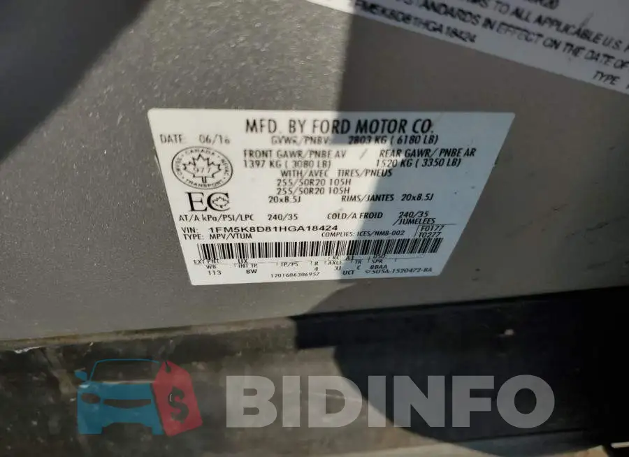 1FM5K8D81HGA18424 Photo# 13