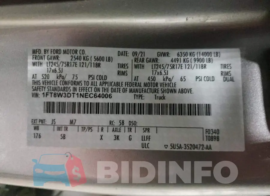 1FT8W3DT1NEC64006 Photo# 12