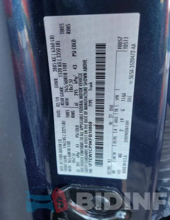 1FTEW1CP9KFB10869 Photo# 12