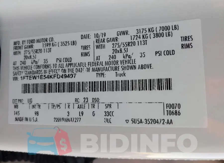 1FTEW1E54KFD49497 Photo# 13