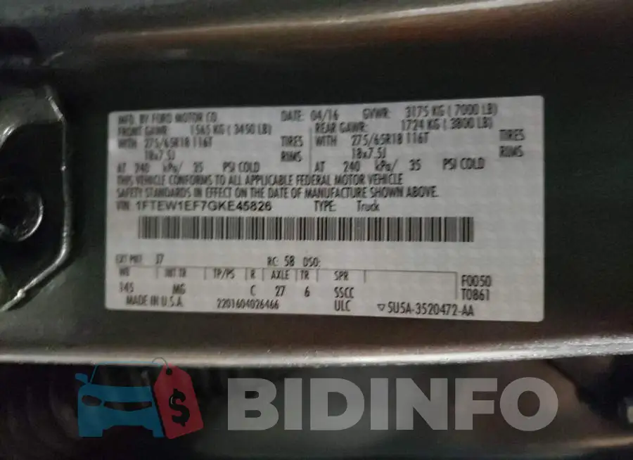 1FTEW1EF7GKE45826 Photo# 12