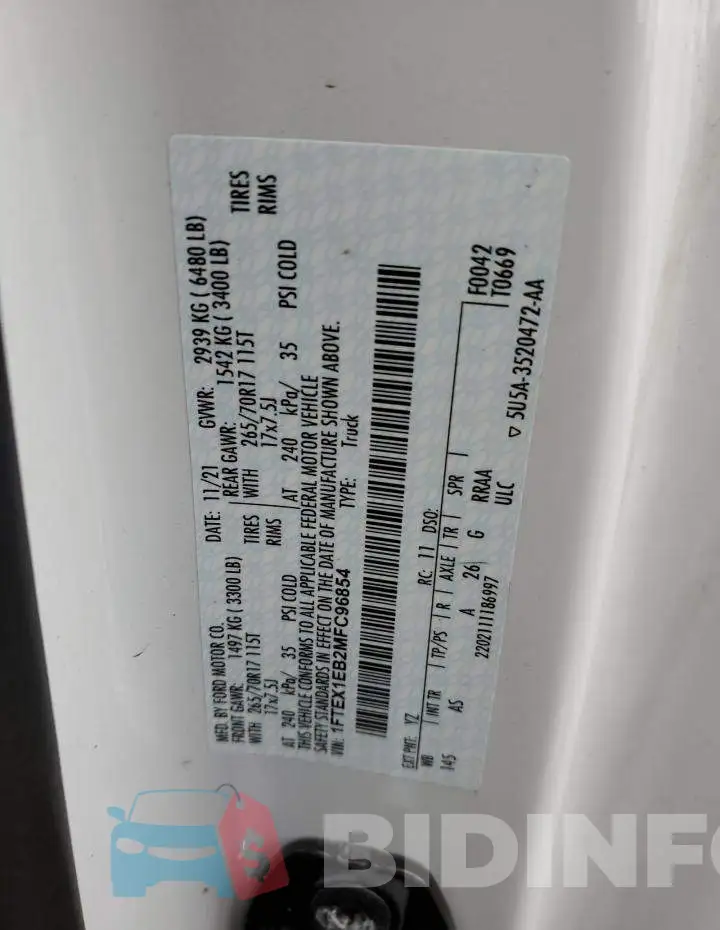 1FTEX1EB2MFC96854 Photo# 12