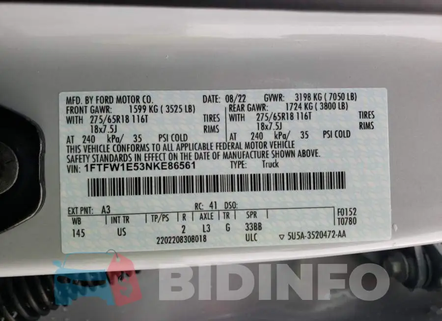 1FTFW1E53NKE86561 Photo# 12
