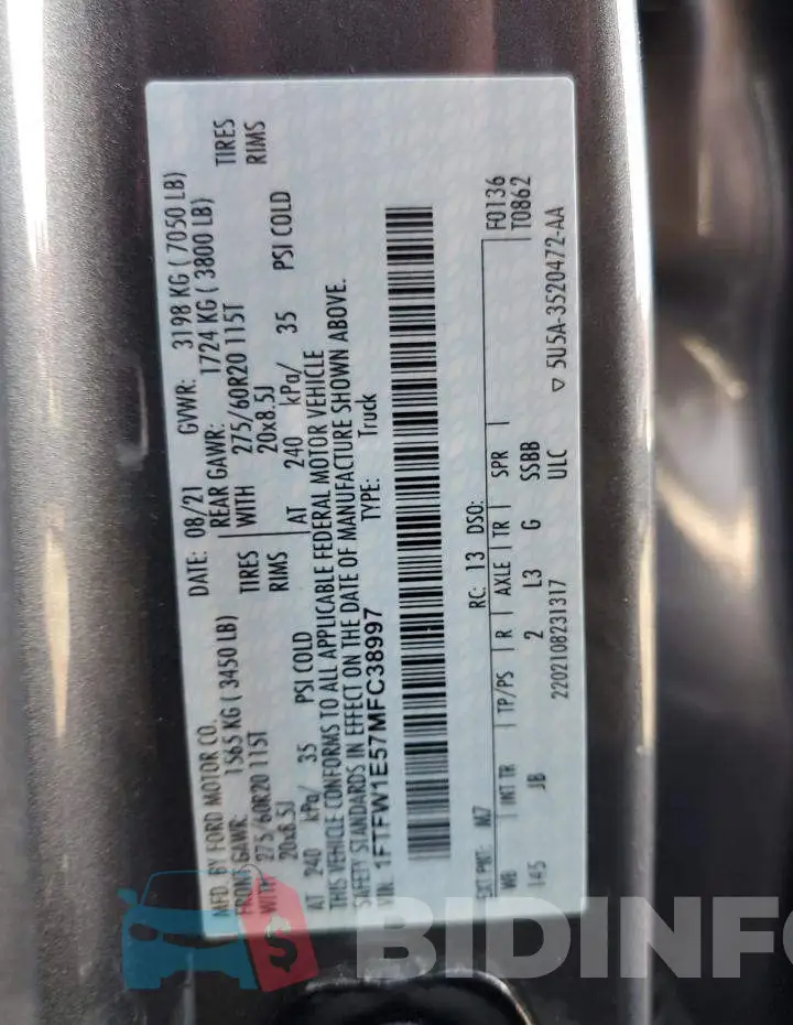 1FTFW1E57MFC38997 Photo# 12